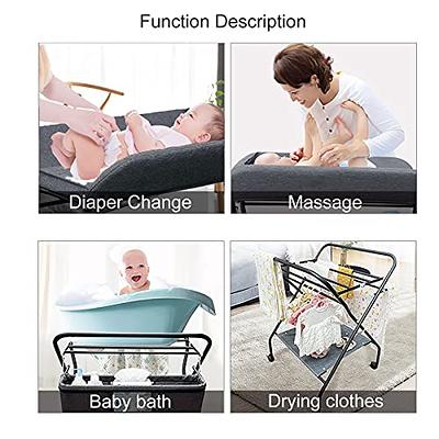 Baby Protable Changing Table with Wheels, Adjustable Height Folding Infant  Diaper Station Mobile Nursery Stand with Newborn Lightweight Large Storage