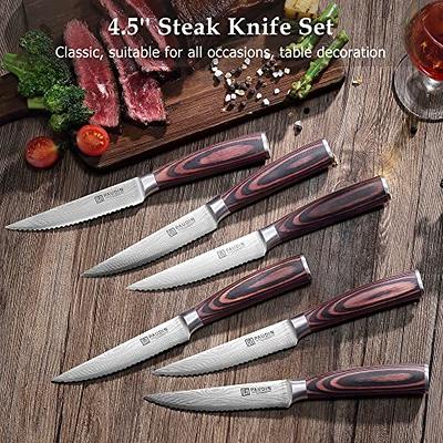 PAUDIN Steak Knives Set of 6, Kitchen Steak Knife 4.5 Inch, High