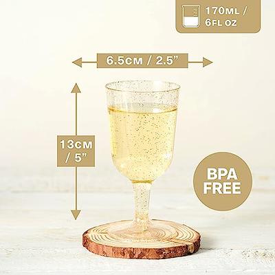 Gold Glittered Plastic Wine Glasses