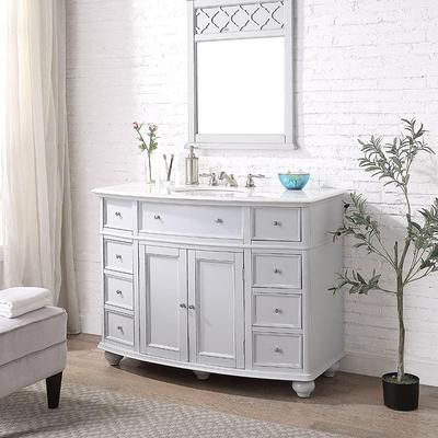 Home Decorators Collection Merryfield 43 in. W x 22 in. D x 35 in. H Single  Sink Freestanding Bath Vanity in White with Carrara Marble Top  19112-VS43-WT - The Home Depot