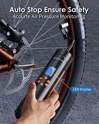 Tire Inflator, Portable 150 PSI Air Compressor Bicycle Pump with Digital  Pressure Gauge, Cordless Rechargeable Tire Pump with LED Light, Mini  Electric