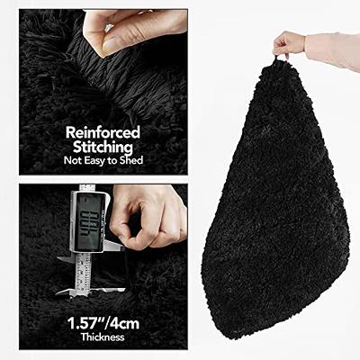 Deconovo Absorbent Chenille Bath Rugs Quick Dry Plush Bathroom Rugs for  Bathtub and Shower Floor, 17x24 in, Black 