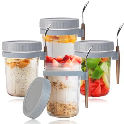 TINSKY 4 Sets Overnight Oats Containers with Lids 12 oz Mason Oats