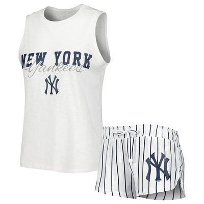 CONCEPTS SPORT Women's Concepts Sport White New York Yankees Reel Pinstripe  Knit Sleeveless Nightshirt