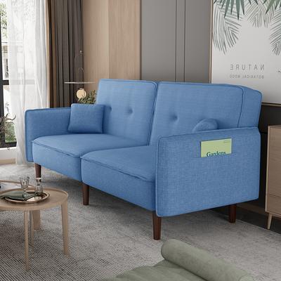 Sofa Bed Adjustable Folding Futon Sofa Trule Fabric: Blue Polyester