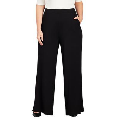 Plus Size Women's Wide-Leg Soft Pants with Back Elastic by ellos in Black ( Size M) - Yahoo Shopping