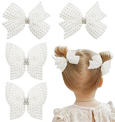 4Pcs Pearl Hair Bows for Girls, White Butterfly Flower Hair Bow Clip  Wedding Hair Accessories for Baby Infants Toddlers Kids (Small size) -  Yahoo Shopping