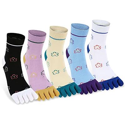 5 Pairs Women Five Finger Toe Socks Cotton Crew Soft Sport Causal