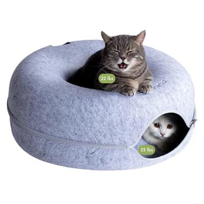 Cat Tunnels Bed, Foldable Pet Tunnel Tube Bed with Holes, DIY Cats Play Mat  Cat Activity Rug Toy for Interactive/Exercise Felt Cloth Random  Combinations and Infinite Extension grey yellow