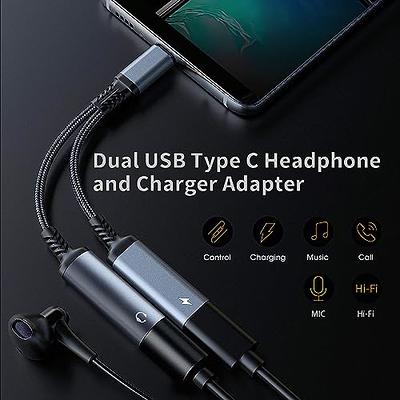 Adapter USB C to 3.5mm Audio - Charger 2 in 1 USB C to Aux and Charger  Adapter - PD 60W Fast Charging Dongle Cable Cord, Compatible with Samsung