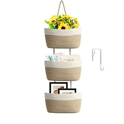 Cheap Gray 3-Tier Cotton Woven Over the Door Organizer Basket