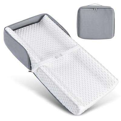 YENING Mini Baby Diaper Changing Pad for Dresser Top with Cover 27 x 16,  Waterproof Lining Small Foam Contoured Changing Table Pads Topper Grey