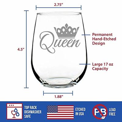 Queen – Cute Funny Stemless Wine Glass, Large Glasses, Etched