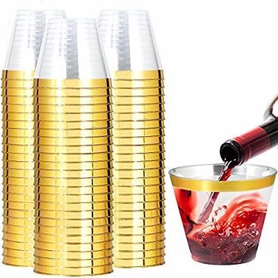 I00000 200 Pack Gold Plastic Cups, 10 oz Clear Plastic Cups Gold Rimmed  Disposable Wine Glasses Fancy Disposable Party Cups Wedding Cups Drinking  Tumblers Plastic Cocktail Glasses with Gold Rim - Yahoo Shopping