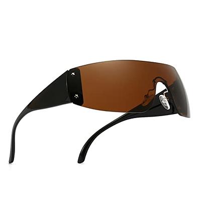 2023 Trendy Rimless Y2K Sunglasses for Women Men Mirror Shield