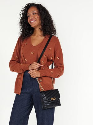 Time and Tru Women's Brit Flap Front Crossbody Bag, Black - Yahoo Shopping