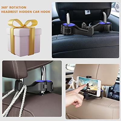 2 Pack Car Headrest Hidden Hook 2 in 1 Car Seat Hooks with Phone Holder for