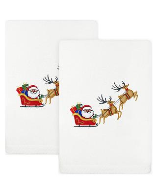 Linum Home Textiles Embroidered Luxury Hand Towels - Christmas Dog Set of 2