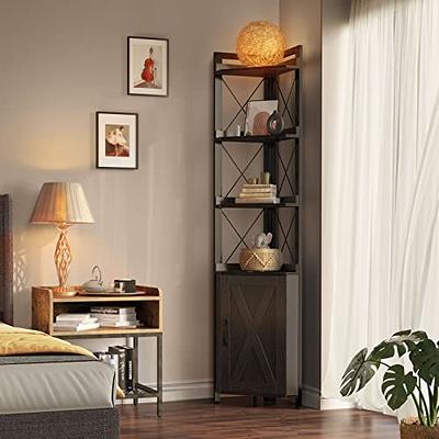 TribeSigns 5 Tier Corner Shelf, Rustic Corner Storage Rack Plant Stand  Small Bookshelf for Living Room, Home Office, Kitchen, Small Space 