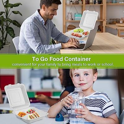 100 Pack] Compostable Take Out Food Containers 6x6 To Go Boxes by