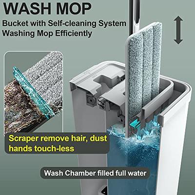 X3 Mop, Separates Dirty and Clean Water, 3-Chamber Design, Flat Mop and Bucket Set, Hands Free Home Floor Cleaning, 3 Reusable Microfiber Mop Pads