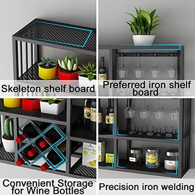  YITAHOME L Shaped Mini Home Bar Unit for Living Room with Music  Sensing LED Light, Tall Bars Furniture Table with Wine Rack Alcohol Storage  Glasses Hanger Footrest for Kitchen Pub, Black 