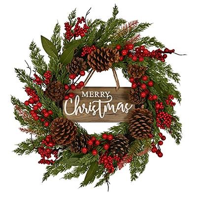 RXMORI 27.6 Inch Artificial Christmas Swag,Winter Pine Needles Decoration  Swag with Ribbon Bow and Red Berry,Front Door Decor Christmas Wreath-with  lamp - Yahoo Shopping