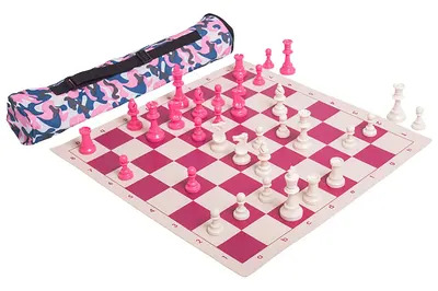 4 Player Chess Set Combination - Triple Weighted Regulation Colored Chess  Pieces & 4 Player Vinyl Chess Board