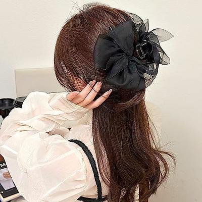 Black Hair Bow Claw Clip for Women Girls Bowknot Hair Claw Jaw Clips  Barrettes for Thick Thin Hair Nonslip Claws Clamps Hair Clips for Women Big  Bows