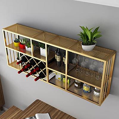 Floating Wall Mount Industrial Modern Cage Wine Bar Liquor Cabinet