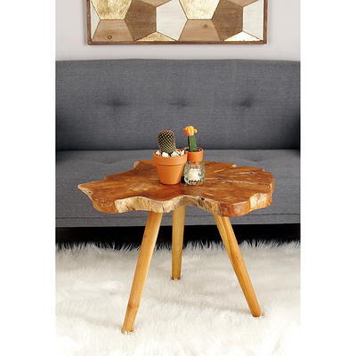 Contemporary Teak Wood Organic Console Table Brown - Olivia & May