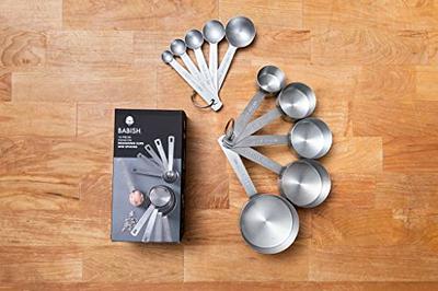 LIFETOWE Black Measuring Cups and Spoons set, 18/8 Stainless Steel  Measuring Cups, 8 Pcs Magnetic Measuring Spoons, Kitchen Gadgets for  Cooking 