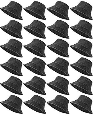 24 Pcs Washed Cotton Bucket Hats Bulk Packable Outdoor Sun Hat