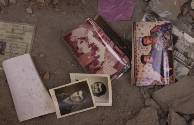 Photos left behind in the Old City of Mosul, Iraq