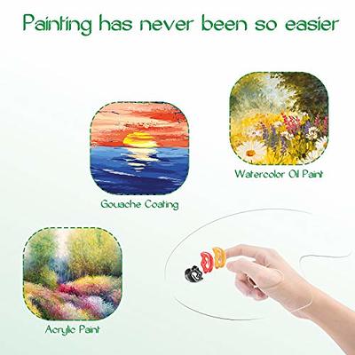 2pcs Acrylic Paint Palette with Thumb Hole, Clear Paint Tray 12 x 8 Inches Oval, Easy Clean Non-Stick Artist Pallet for Oil Watercolor Craft DIY Art