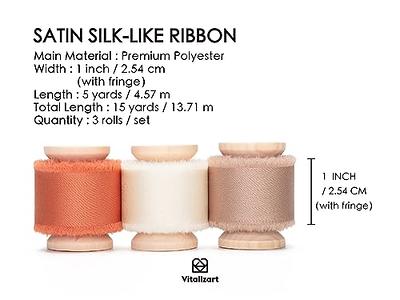 Vitalizart Fall Silk Satin Ribbon 1 Inch x 15 Yard Wooden Spool