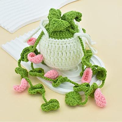 Cute Potted Plants Crochet Car Rear Mirror Hanging Deco For Car