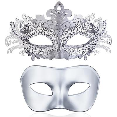 YU FENG Venetian Mask On a Stick Mardi Gras Mask for Women Masquerade Party  Prom Ball (White) Halloween/Chrismas Cosplay