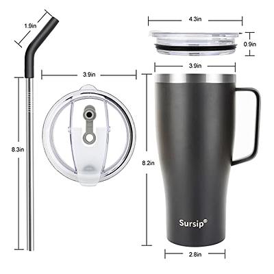 Sursip 32 oz Insulated Tumbler with Handle and Straw Lid, Vacuum Stainless  Steel Cup, Keep Drinks Cold/Hot, Dishwasher Safe, Fit in Car Holder, Travel  Coffee Mug for Home/Office/Party/Camping (Black) - Yahoo Shopping