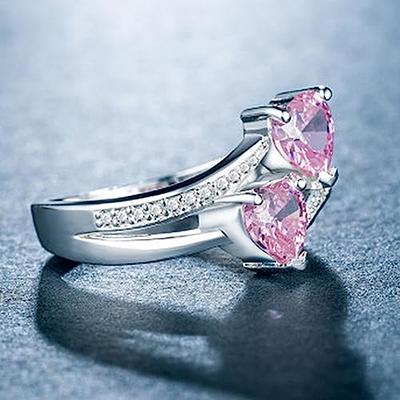 Crystal Heart Ring, Purple Heart Ring, Pink Heart Ring, Promise