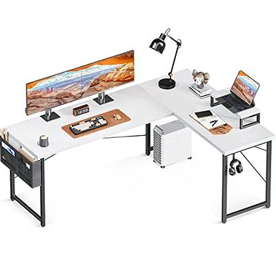 Tribesigns Computer Desk,Corner Desk With Monitor Stand, L-Shaped Writing  Workstation with 3 Shelves