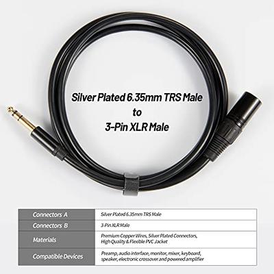 6.35mm To Xlr Jack Audio Cable 6.35mm (1/4in) Male To 3 Pin Xlr Male  Balanced Interface Cable For M