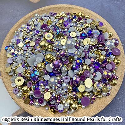 Mix Flatback Pearls and Rhinestone,60g Resin Rhinestones Half Round Pearls  for Crafts 3mm-10mm AB Color Half Pearl Flatback Rhinestone for Nail Face  Art,Bottles (Gold Purple Gray Series) - Yahoo Shopping