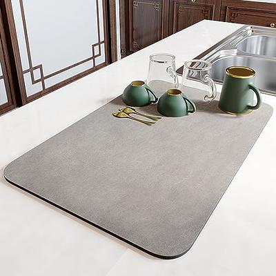 Dish Drying Mats for Kitchen Counter, Absorbent Quick Dry Dish Mat Drying  Kitchen Mat, Non-Slip Rubber Backed Grey Kitchen Drying Mat 18X24