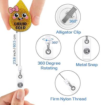 YAZMEEN Coffee Retractable Badge Reel with Alligator Clip Coffee Is My Blood Type ID Card Badge Holder Funny Silver Glitter Badge Reel Gift for