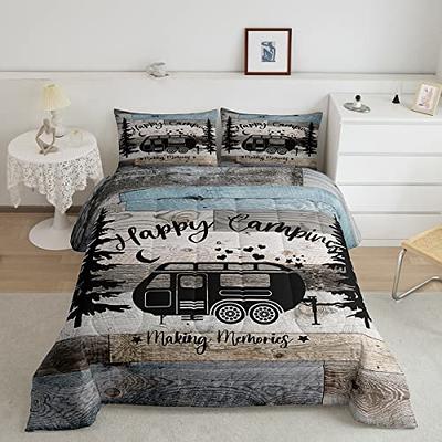 Happy Camping Comforter Cover Queen Camper Bedding Set For Kids