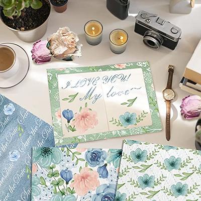 12 Designs Blue Floral Pattern Paper Pack 24 Sheets Vintage Scrapbooking  Paper 12x12 in Blue Floral Patterned Cardstock Double-Sided Rose Flower