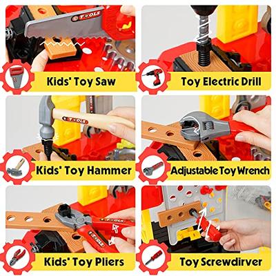 Kids Pretend Play Toy 37pcs Set Hammer Screw driver Repair Tools With Drill