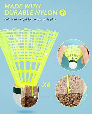 Senston Badminton Rackets Set of 4, Badminton Set for Outdoor Backyards  Gym, Lightweight Badminton Rackets 4 Pack with 6 Nylon Shuttlecocks