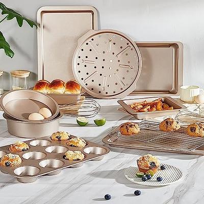 HONGBAKE Bakeware Sets, Baking Pans Set, Nonstick Oven Pan for Kitchen with  Wider Grips, 10-Pieces Including Rack, Cookie Sheet, Cake Pans, Loaf Pan,  Muffin Pan, Pizza Pan - Champagne Gold - Yahoo Shopping